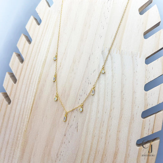 Gold Baguette Pendant Necklace | Baguette Pendant | CJ Jewels Studio