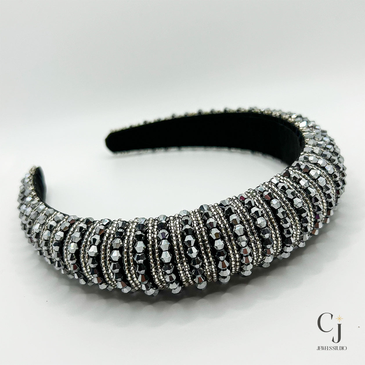 Silver Jewel Headband | Silver Headband | CJ Jewels Studio