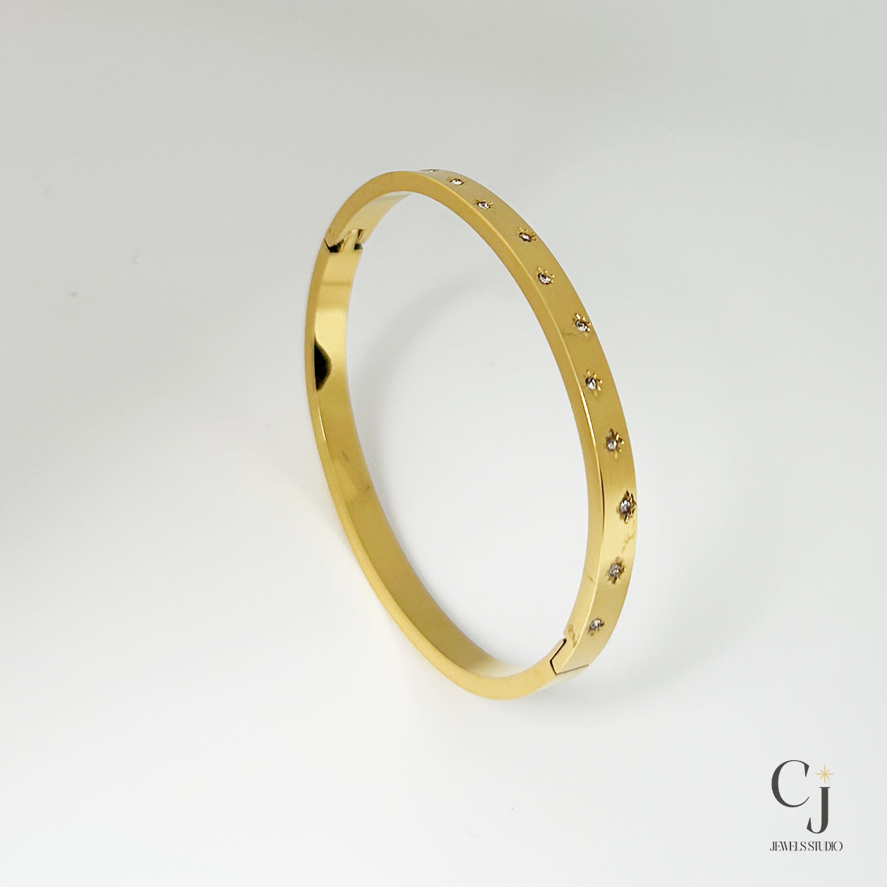 Gold Star Bangle | Gold Bangle Bracelet | CJ Jewels Studio