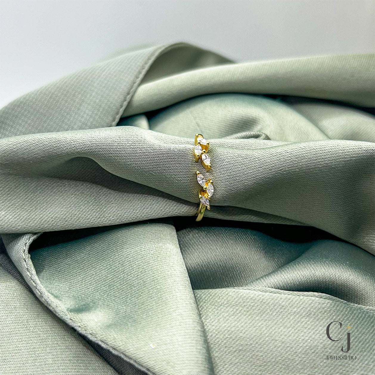 Gold Petal Ring | Adjustable Petal Ring | CJ Jewels Studio