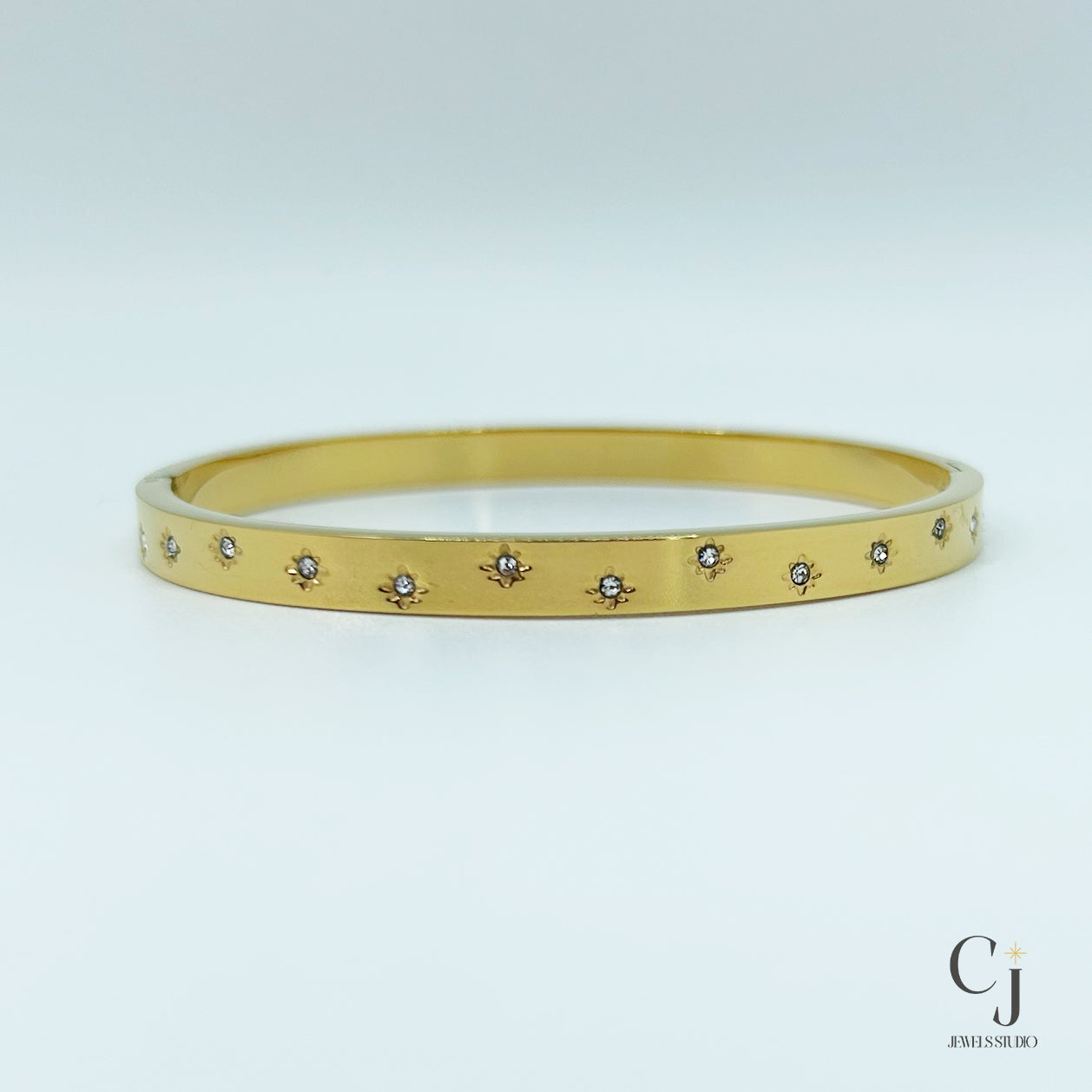 Gold Star Bangle | Gold Bangle Bracelet | CJ Jewels Studio