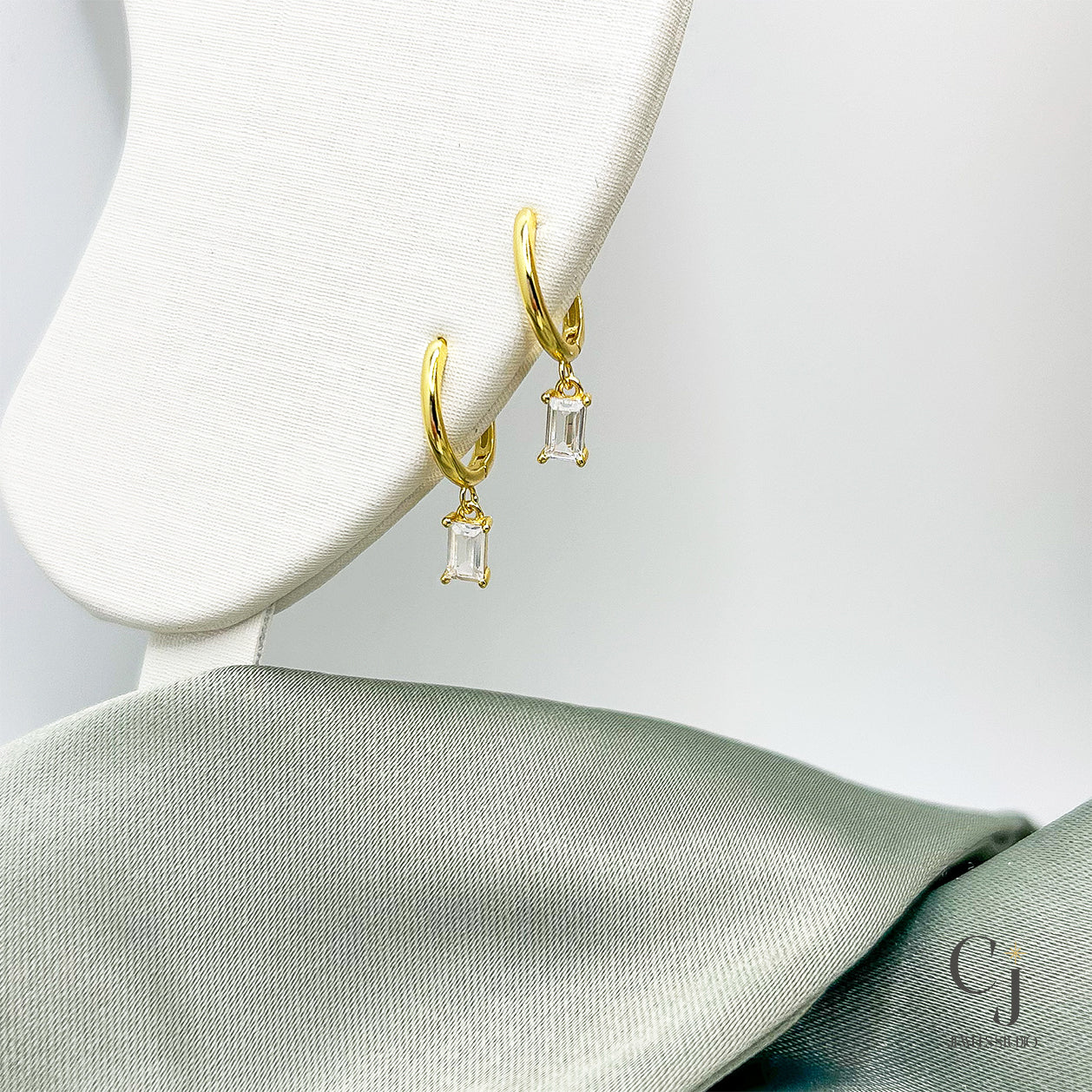 Gold Drop Huggie Hoop Earrings | Hoop Earrings | CJ Jewels Studio