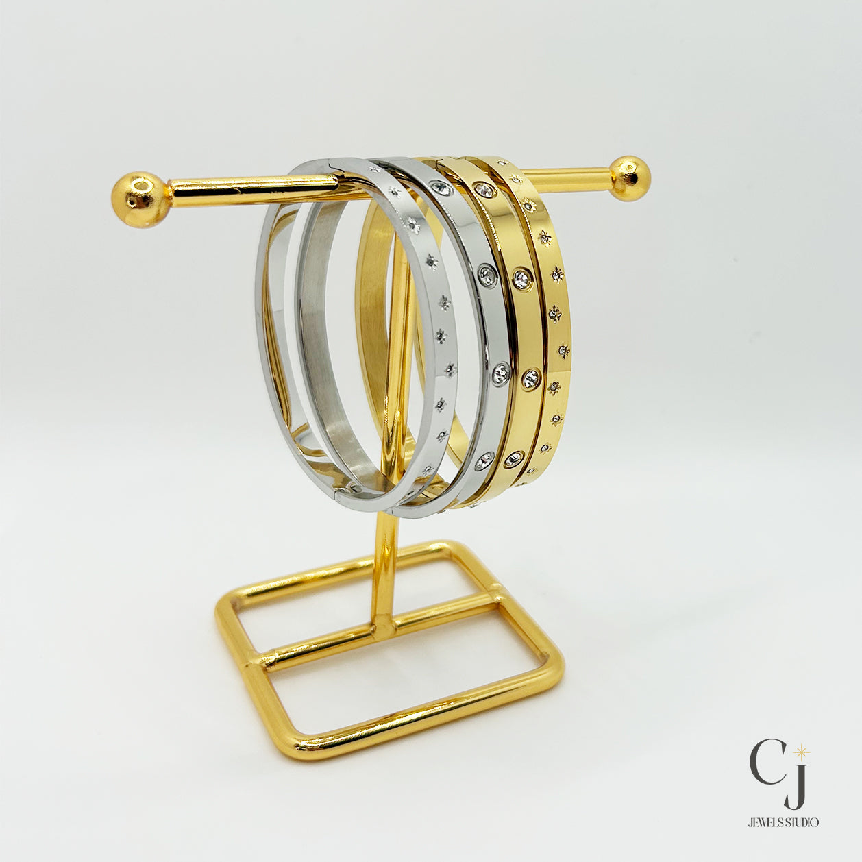 Gold Star Bangle | Gold Bangle Bracelet | CJ Jewels Studio