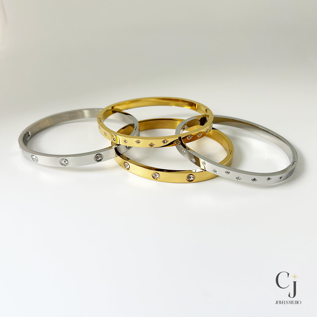 Silver Star Bangle | Silver Bangle Bracelet | CJ Jewels Studio