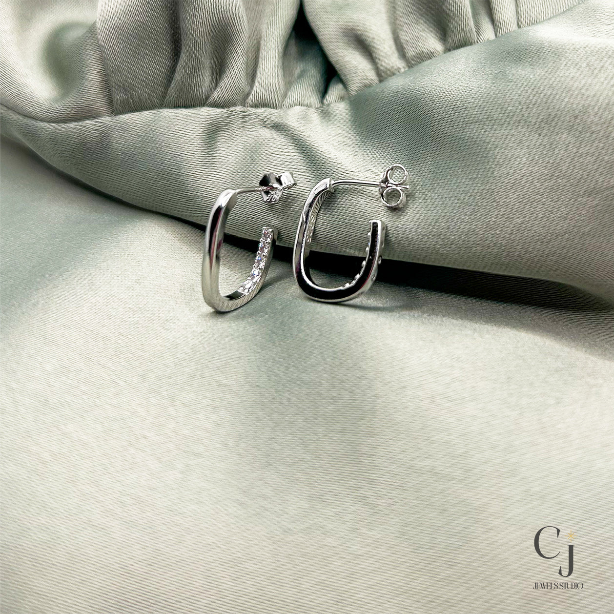 Silver Open Hoop Earrings | Silver Hoop Earring | CJ Jewels Studio