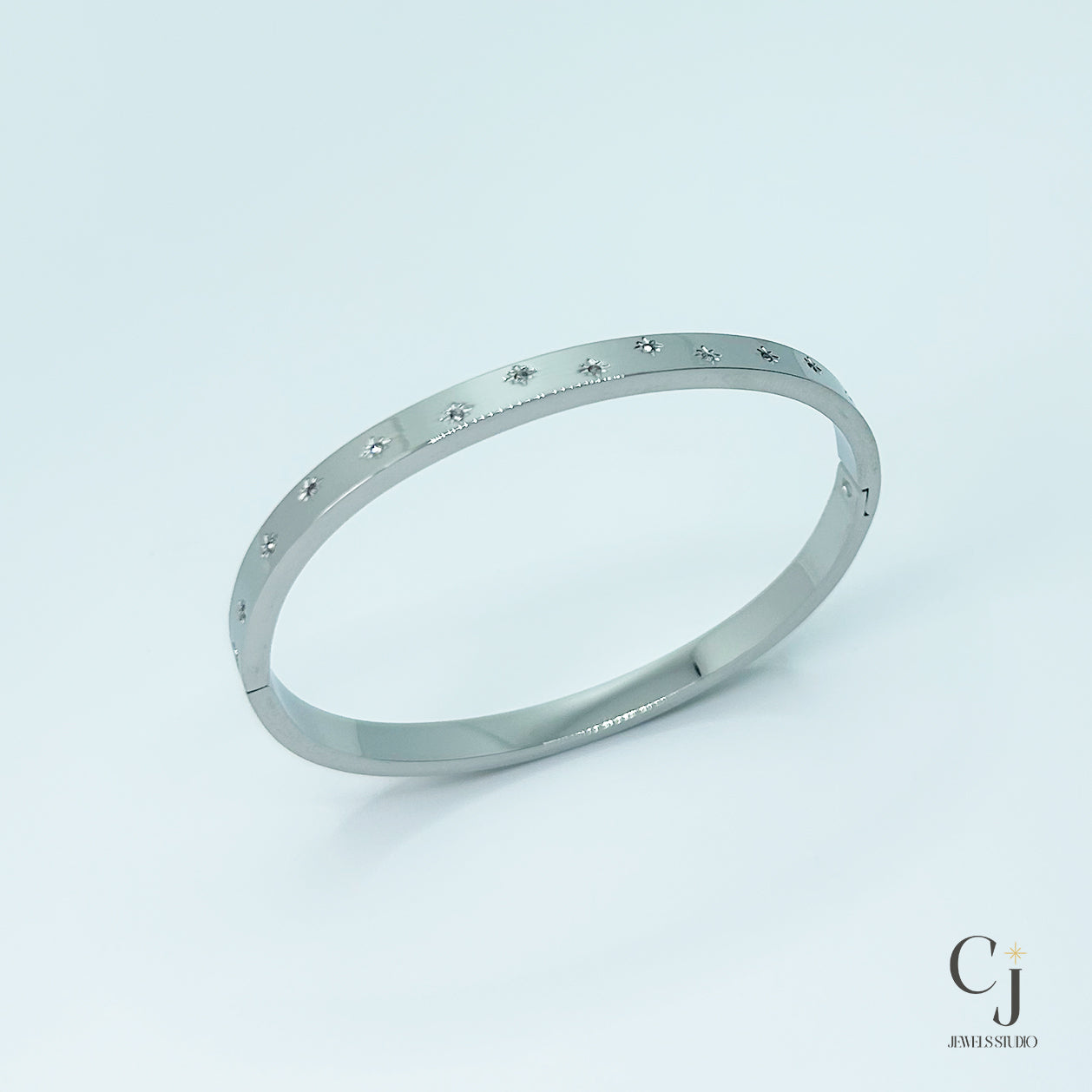 Silver Star Bangle | Silver Bangle Bracelet | CJ Jewels Studio