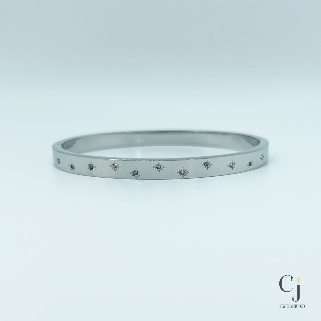 Silver Star Bangle | Silver Bangle Bracelet | CJ Jewels Studio