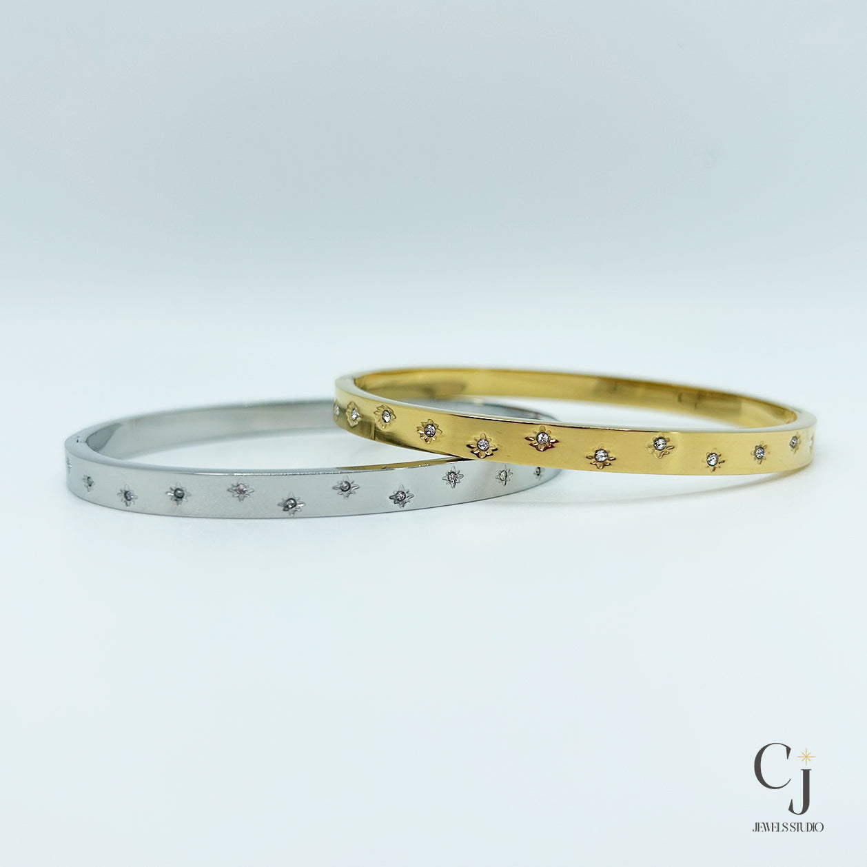 Gold Star Bangle | Gold Bangle Bracelet | CJ Jewels Studio