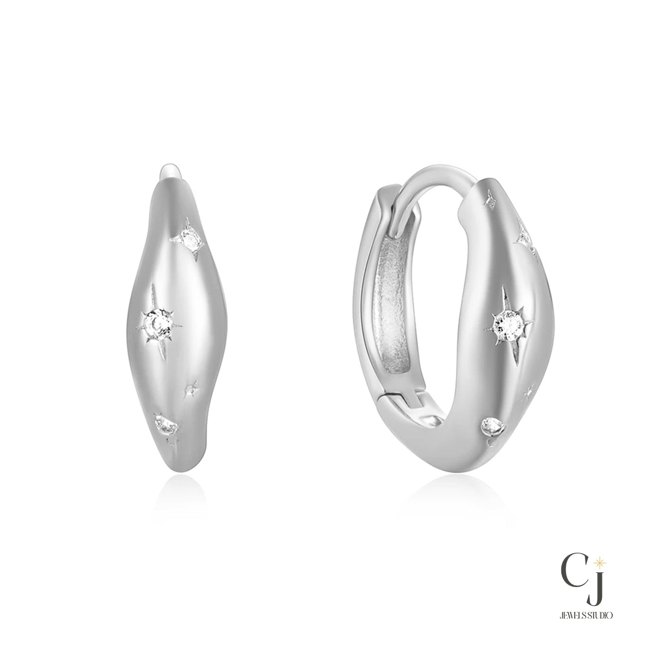 Celestial Silver Earrings | Hoop Silver Earrings | CJ Jewels Studio