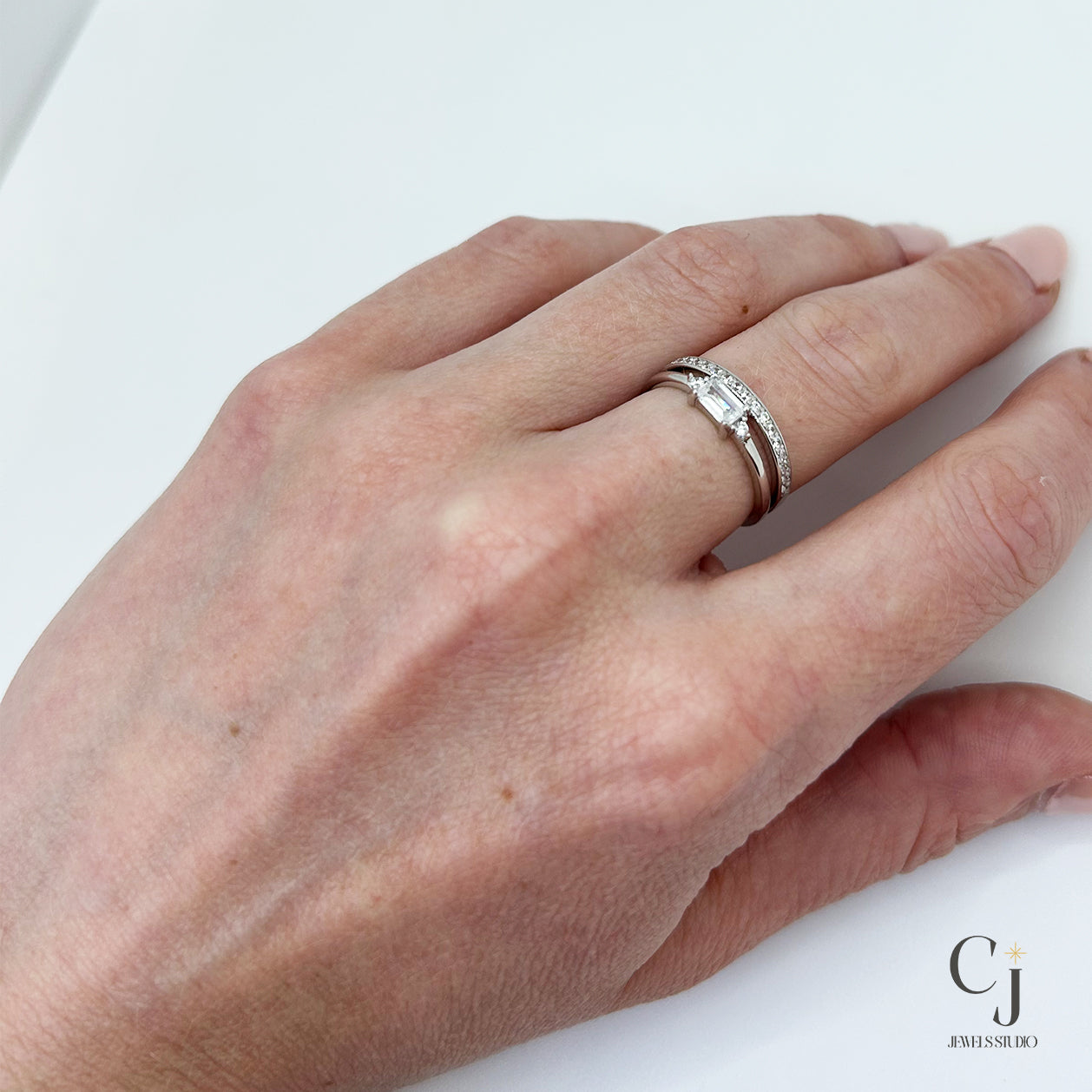 Silver Sparkle Ring | Silver Stackable Ring | CJ Jewels Studio