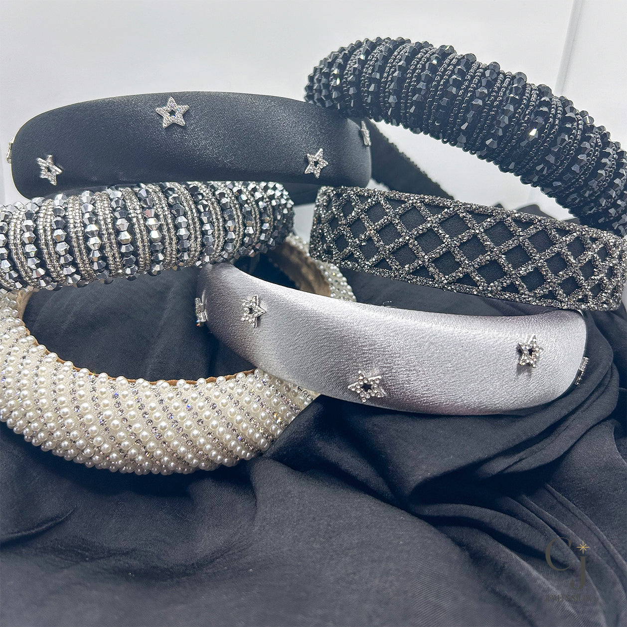 Black Jewel Headband | Jewel Headband | CJ Jewels Studio