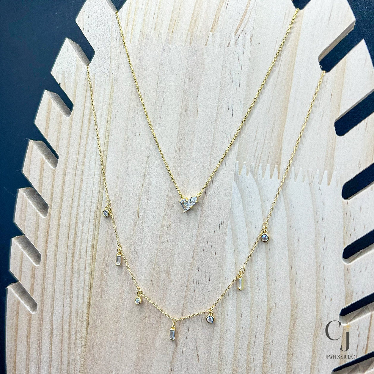 Gold Baguette Pendant Necklace | Baguette Pendant | CJ Jewels Studio