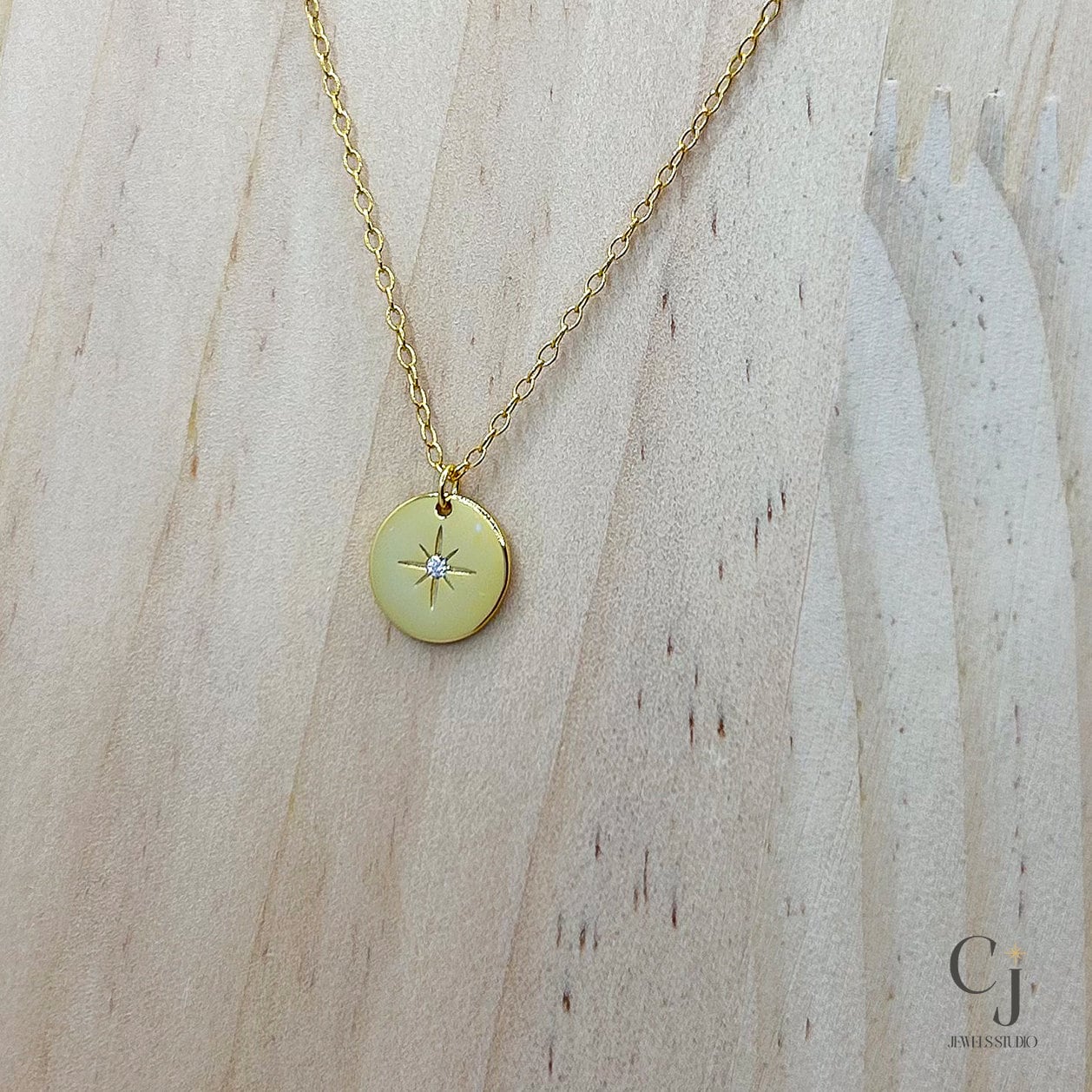 18K Gold Star Coin Necklace 