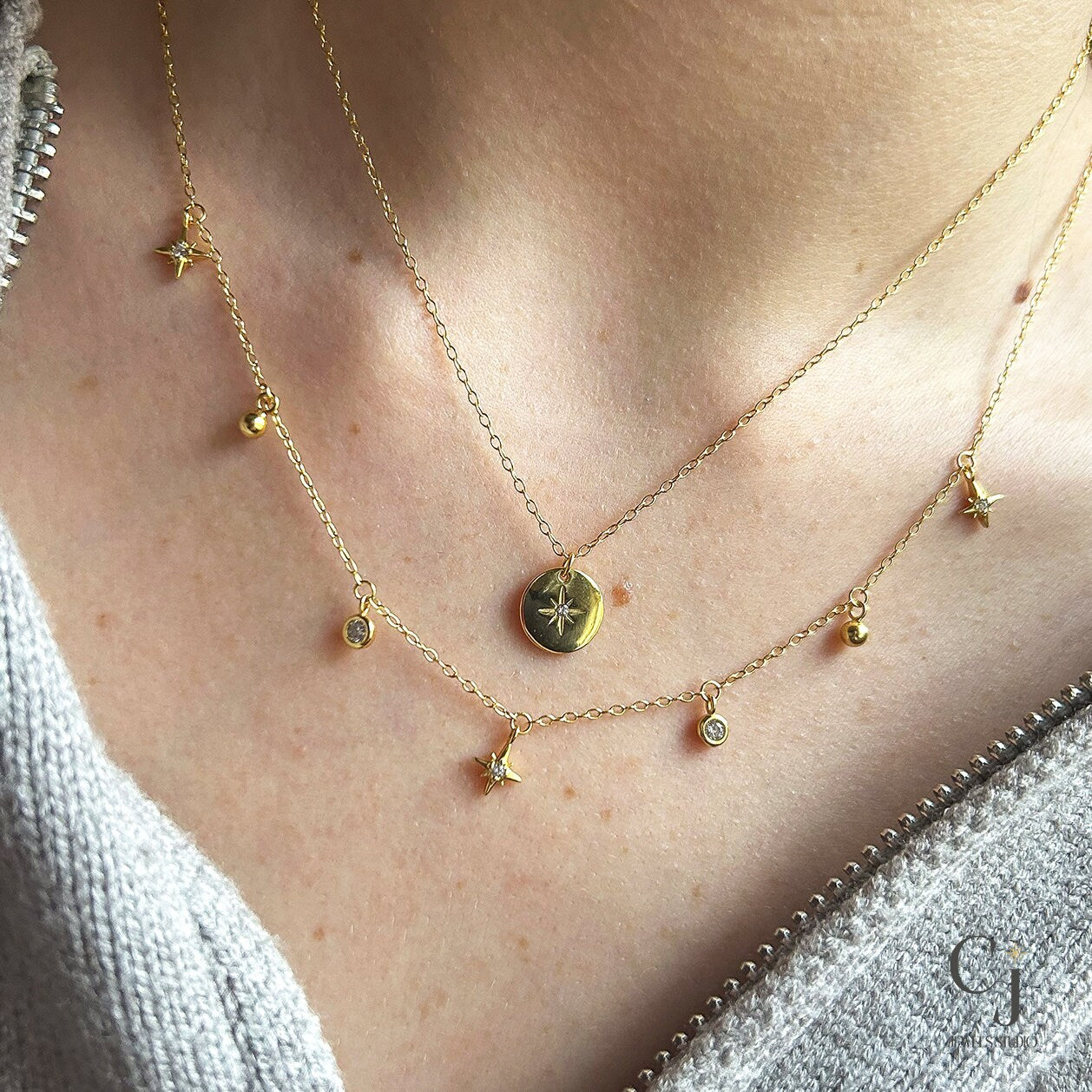 Gold Star Pendant Necklace | 18K Gold Plated Necklace|CJ Jewels Studio