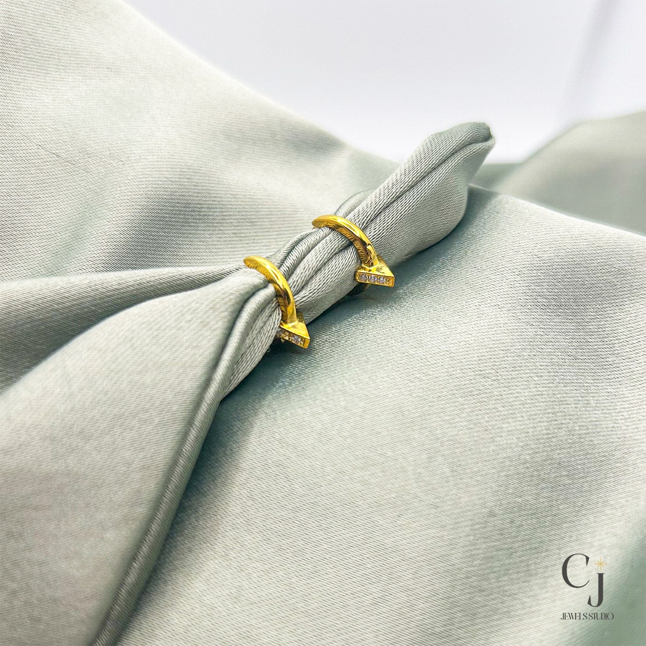 Triangle Huggie Hoop Earrings | Triangle Earrings | CJ Jewels Studio