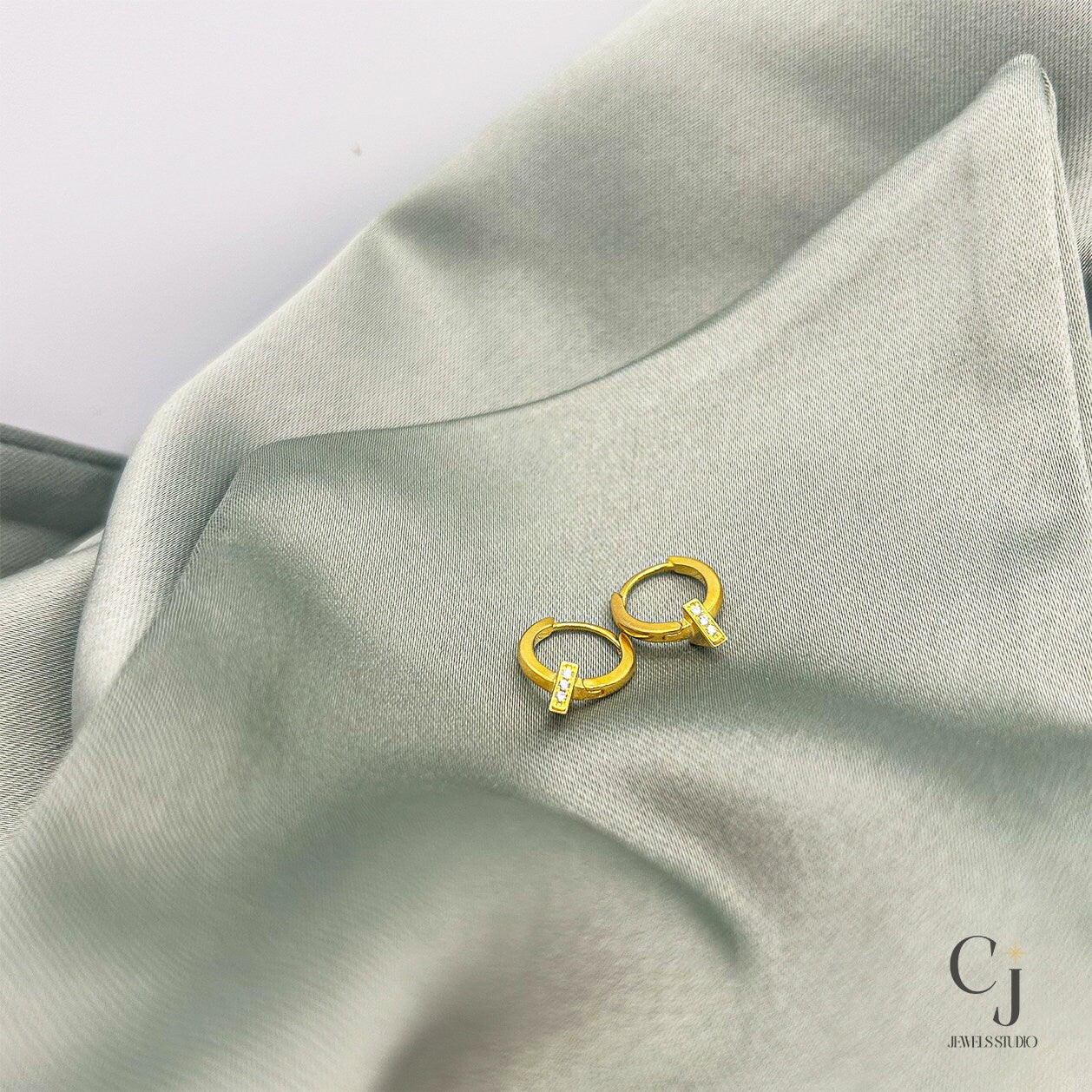 Triangle Huggie Hoop Earrings | Triangle Earrings | CJ Jewels Studio