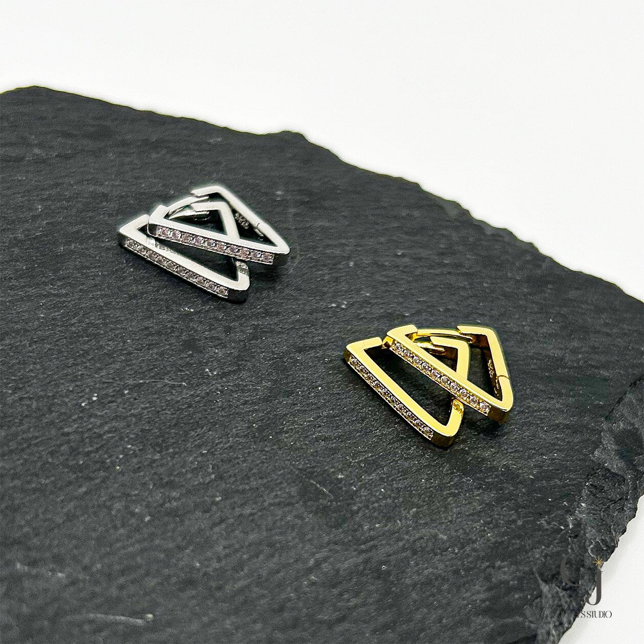 Gold Geometric Earrings | Geometric Earrings | CJ Jewels Studio