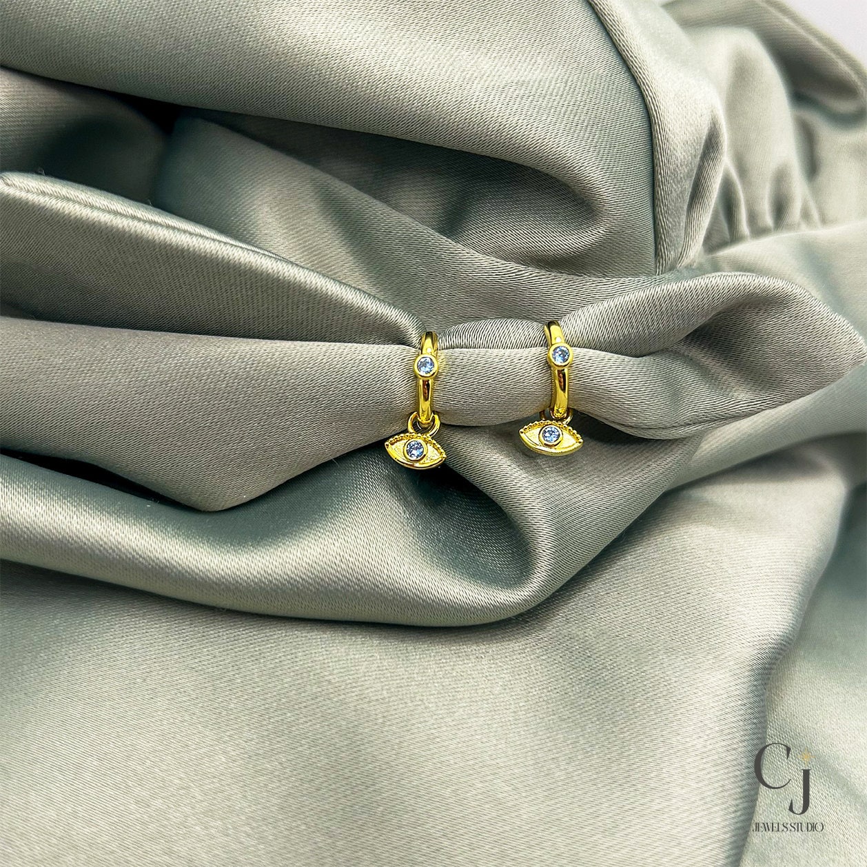 Gold Evil Eye Earrings | Evil Eye Earrings | CJ Jewels Studio